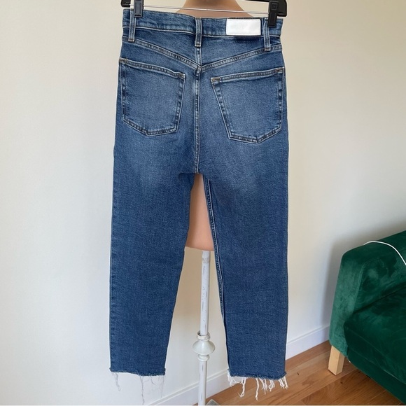 RE/DONE 70s Ultra High Rise Stove Pipe Denim Broken in Dark Straight Leg Jean 26 - Picture 5 of 12